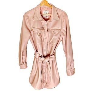 Stoosh Faux Leather Blush Pink Dress Shirt Jacket M